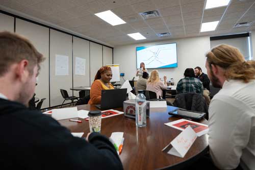 students in leadership training class